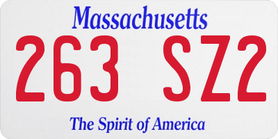 MA license plate 263SZ2
