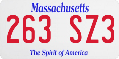 MA license plate 263SZ3