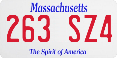 MA license plate 263SZ4