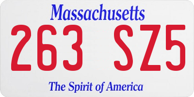 MA license plate 263SZ5