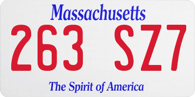 MA license plate 263SZ7