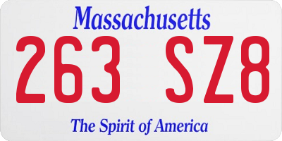 MA license plate 263SZ8