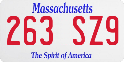 MA license plate 263SZ9
