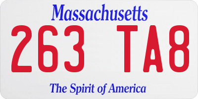 MA license plate 263TA8