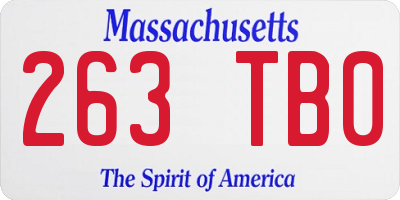 MA license plate 263TB0
