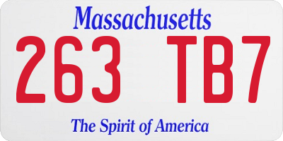 MA license plate 263TB7