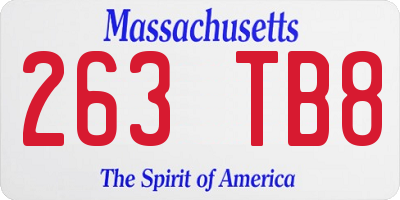 MA license plate 263TB8