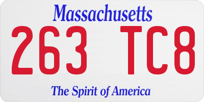 MA license plate 263TC8