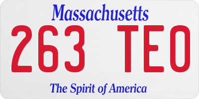 MA license plate 263TE0