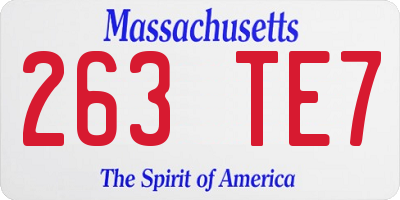 MA license plate 263TE7