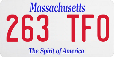 MA license plate 263TF0