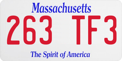 MA license plate 263TF3