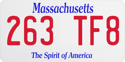 MA license plate 263TF8