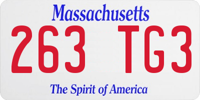 MA license plate 263TG3
