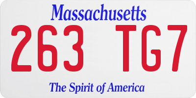 MA license plate 263TG7