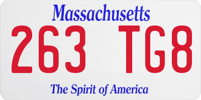 MA license plate 263TG8