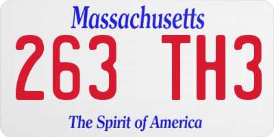 MA license plate 263TH3