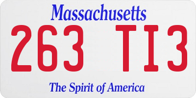MA license plate 263TI3