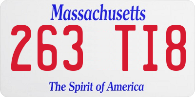 MA license plate 263TI8