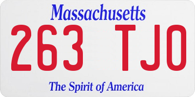 MA license plate 263TJ0