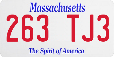 MA license plate 263TJ3