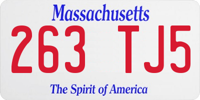 MA license plate 263TJ5