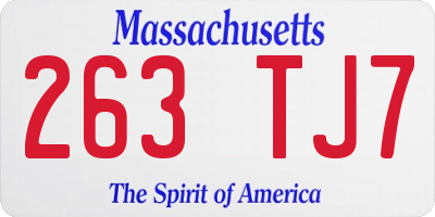 MA license plate 263TJ7