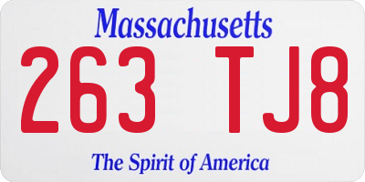 MA license plate 263TJ8