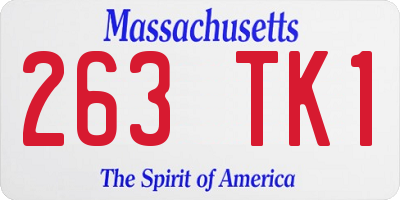 MA license plate 263TK1