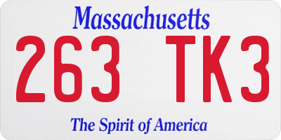 MA license plate 263TK3