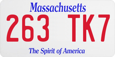MA license plate 263TK7