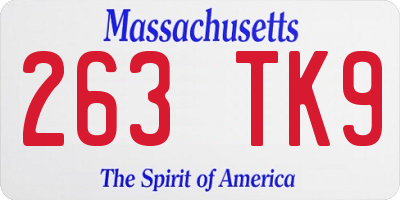 MA license plate 263TK9