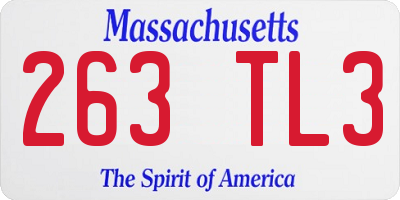 MA license plate 263TL3