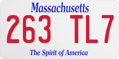 MA license plate 263TL7