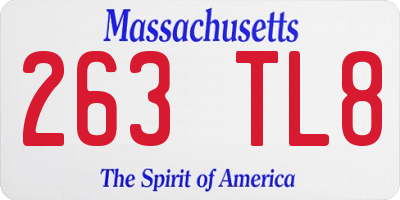 MA license plate 263TL8