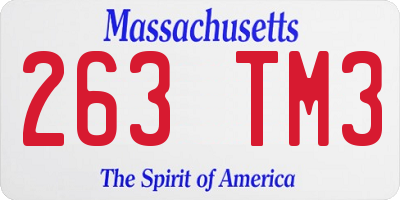 MA license plate 263TM3