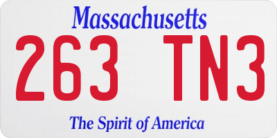 MA license plate 263TN3
