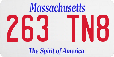 MA license plate 263TN8