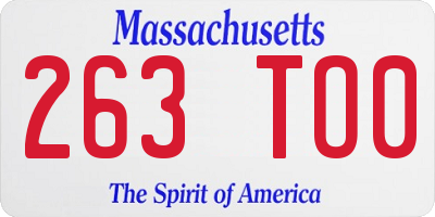 MA license plate 263TO0