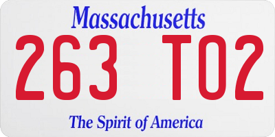MA license plate 263TO2