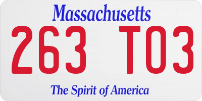 MA license plate 263TO3