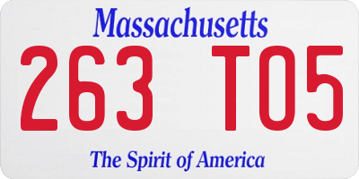 MA license plate 263TO5