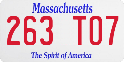 MA license plate 263TO7