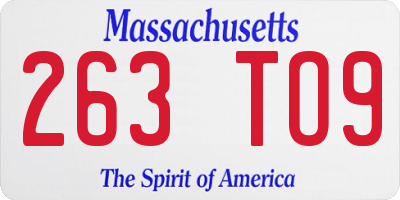 MA license plate 263TO9