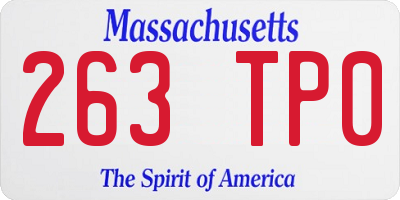 MA license plate 263TP0