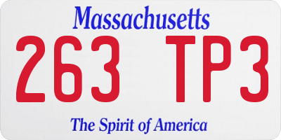 MA license plate 263TP3