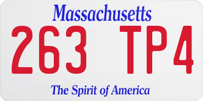 MA license plate 263TP4