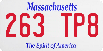 MA license plate 263TP8
