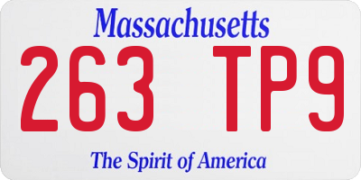 MA license plate 263TP9