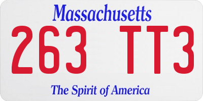 MA license plate 263TT3